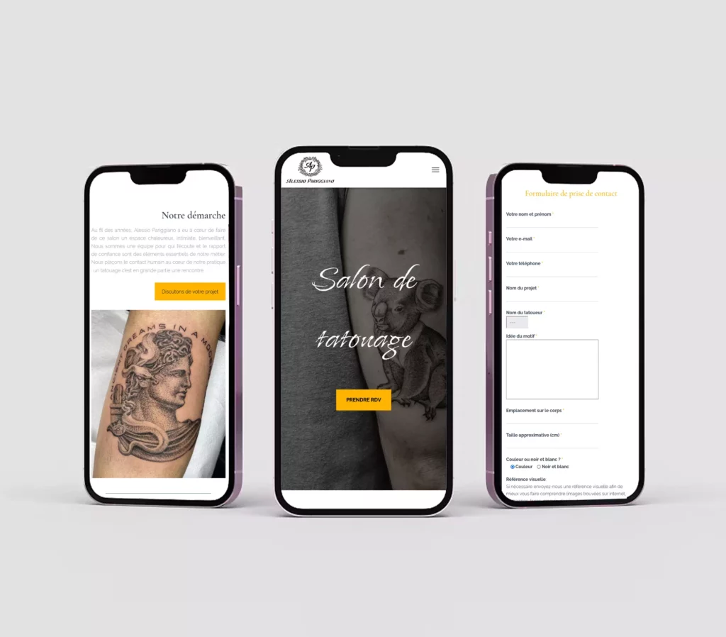 Version responsive du site d'Alessio Pariggiano tattoo